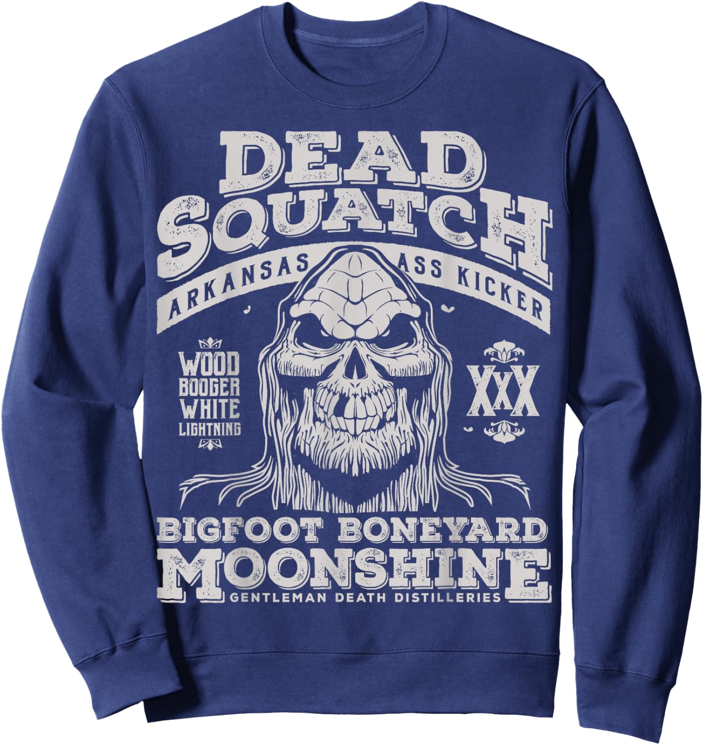 Dead Squatch Big Foot Boneyard Moonshine Halloween Sweatshirt - Sweatshirt | Navy