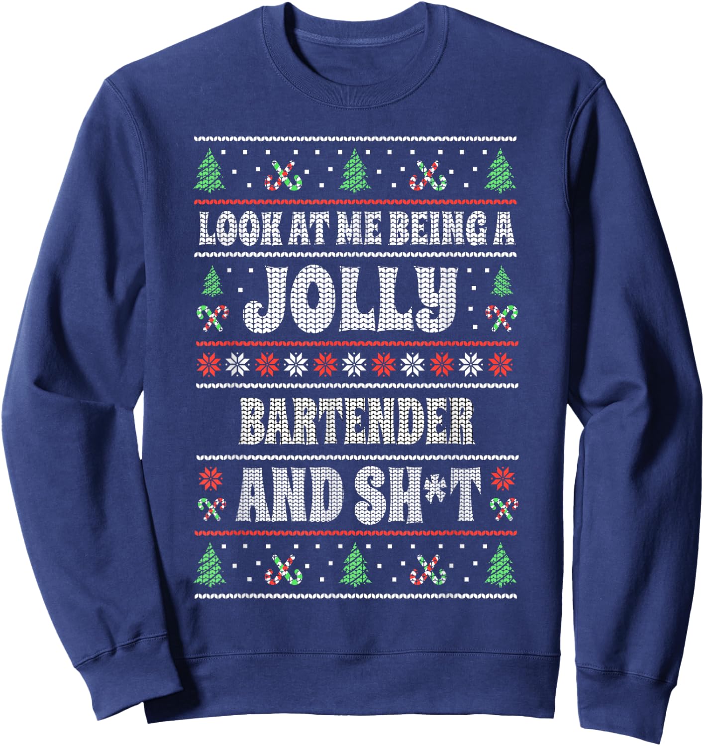 Funny Bartender Christmas Novelties Men's Black , Small, Christmas Themed Sweatshirt - Sweatshirt | Navy