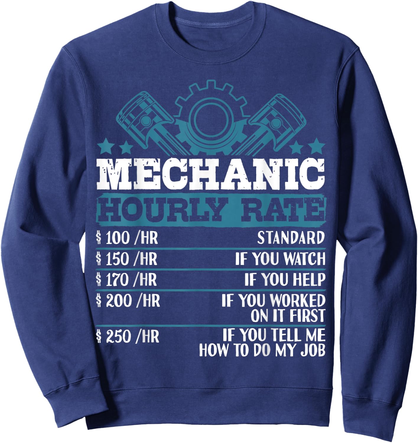 Mechanic Hourly Rate | Auto Mechanic Gifts Sweatshirt - Sweatshirt | Navy
