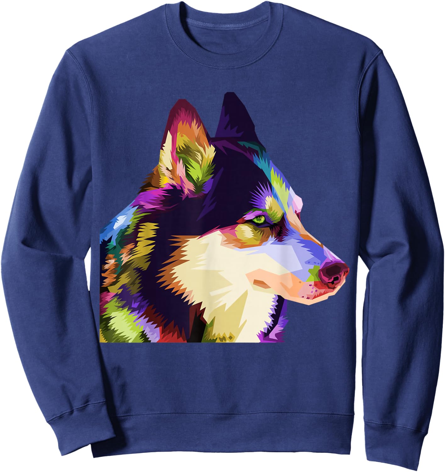 Husky Colorful Pop Art Portrait For Dog Owners Chukcha Sibe Men Women Girls Kids Sweatshirt - Sweatshirt | Navy