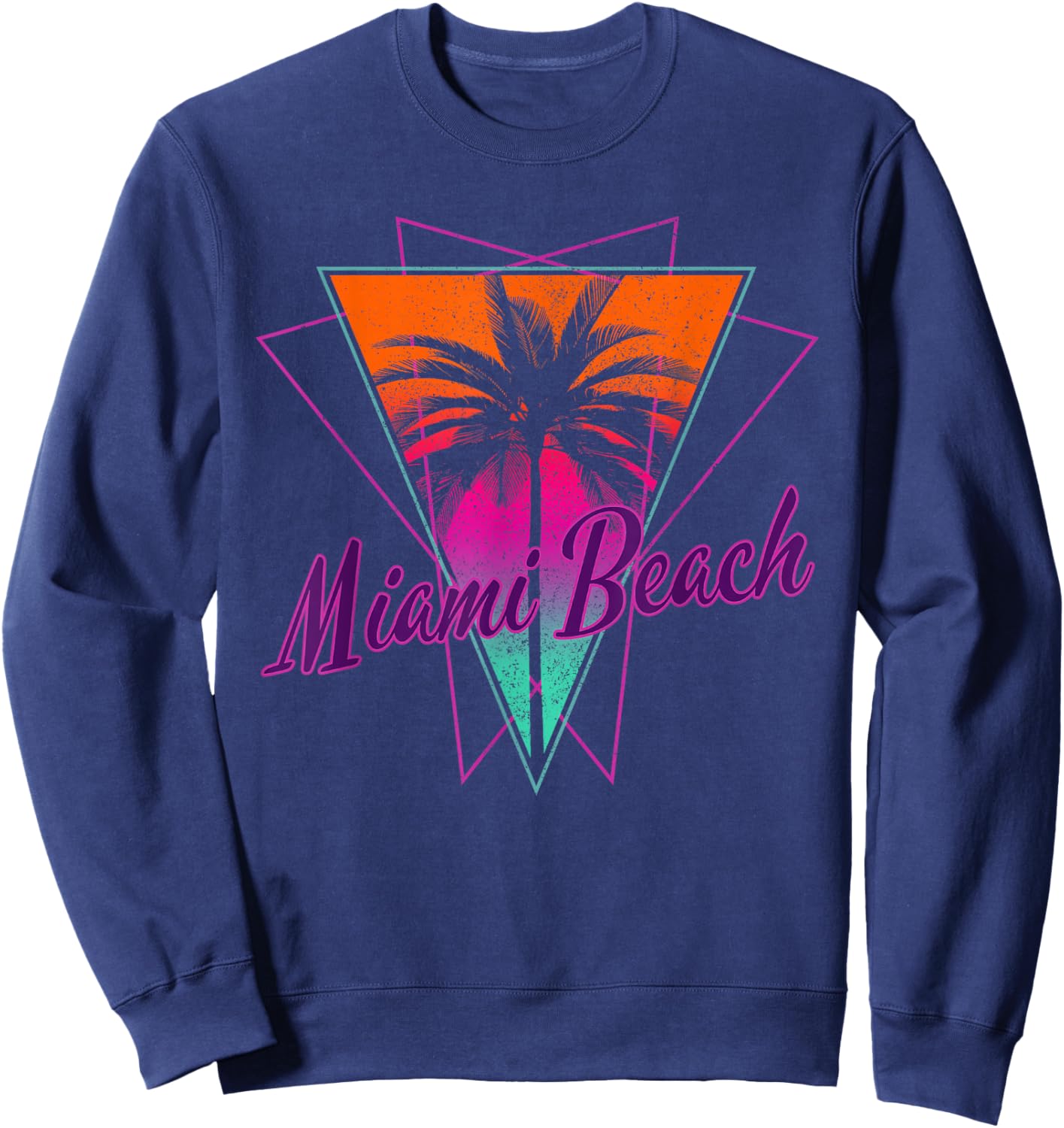 Miami Beach Florida Retro Vintage Surfer Gift Sweatshirt - Sweatshirt | Navy