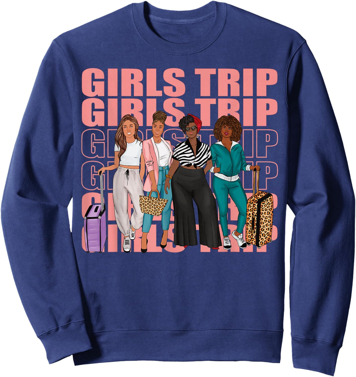 Girls Trip For Melanin Afro Black Vacation Women Sweatshirt - Sweatshirt | Navy
