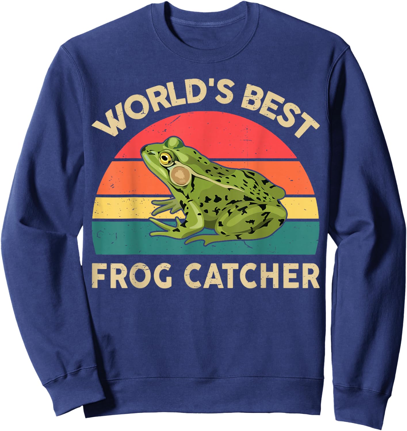 Kids World Best Frog Catcher Toddler Boy Funny Graphic Sweatshirt - Sweatshirt | Navy
