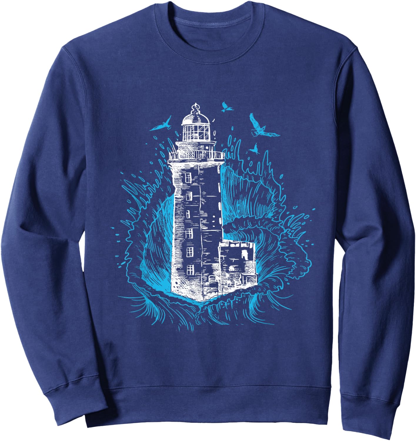 Lighthouse Waves Seagull Seaside Life Beach Lover Sweatshirt - Sweatshirt | Navy