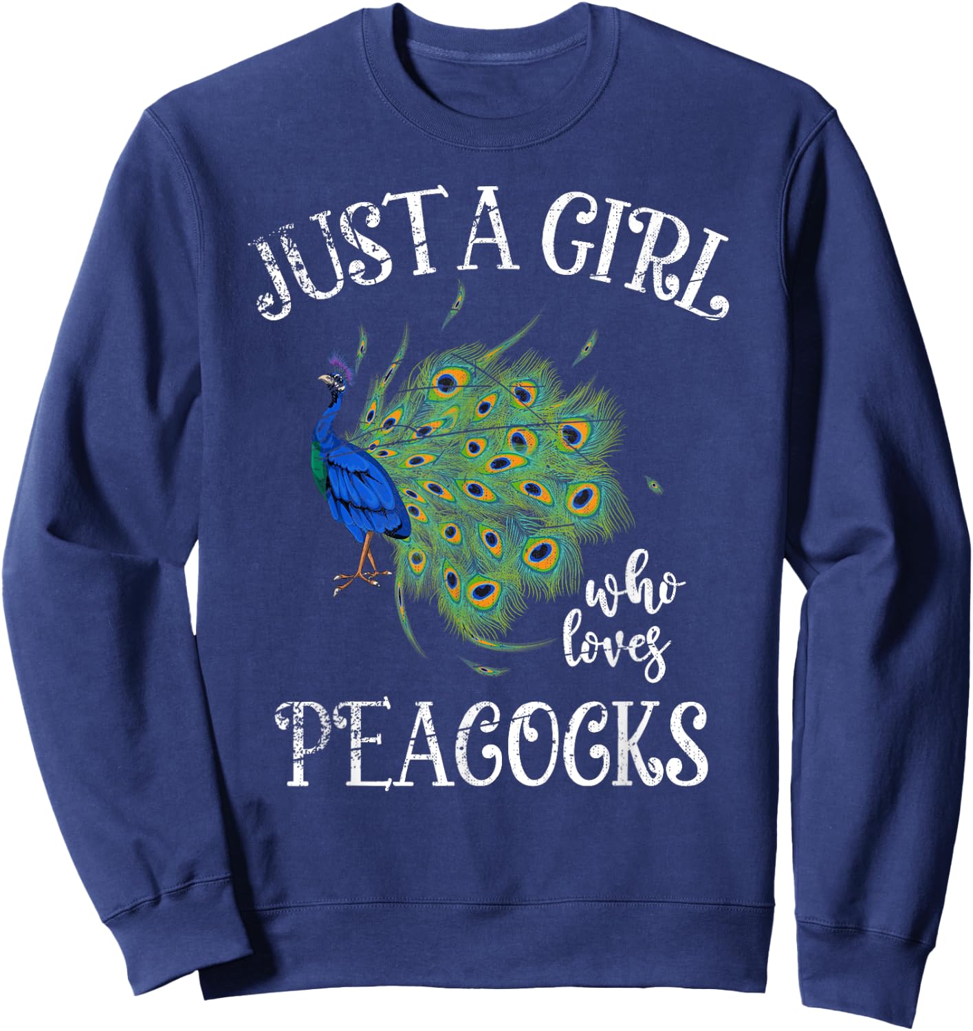 Decorative Peacock Lover Girls Women Zoo Animal Bird Peacock Sweatshirt - Sweatshirt | Navy