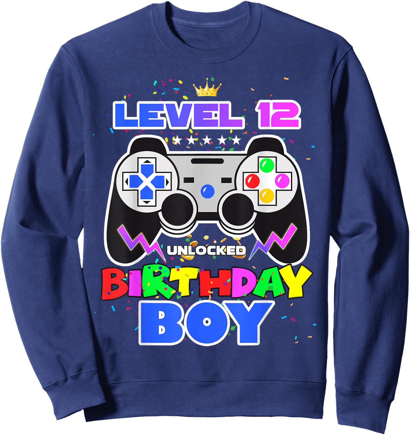 Level 12 Unlocked Birthday Boy 12th Birthday Video Game Sweatshirt - Sweatshirt | Navy