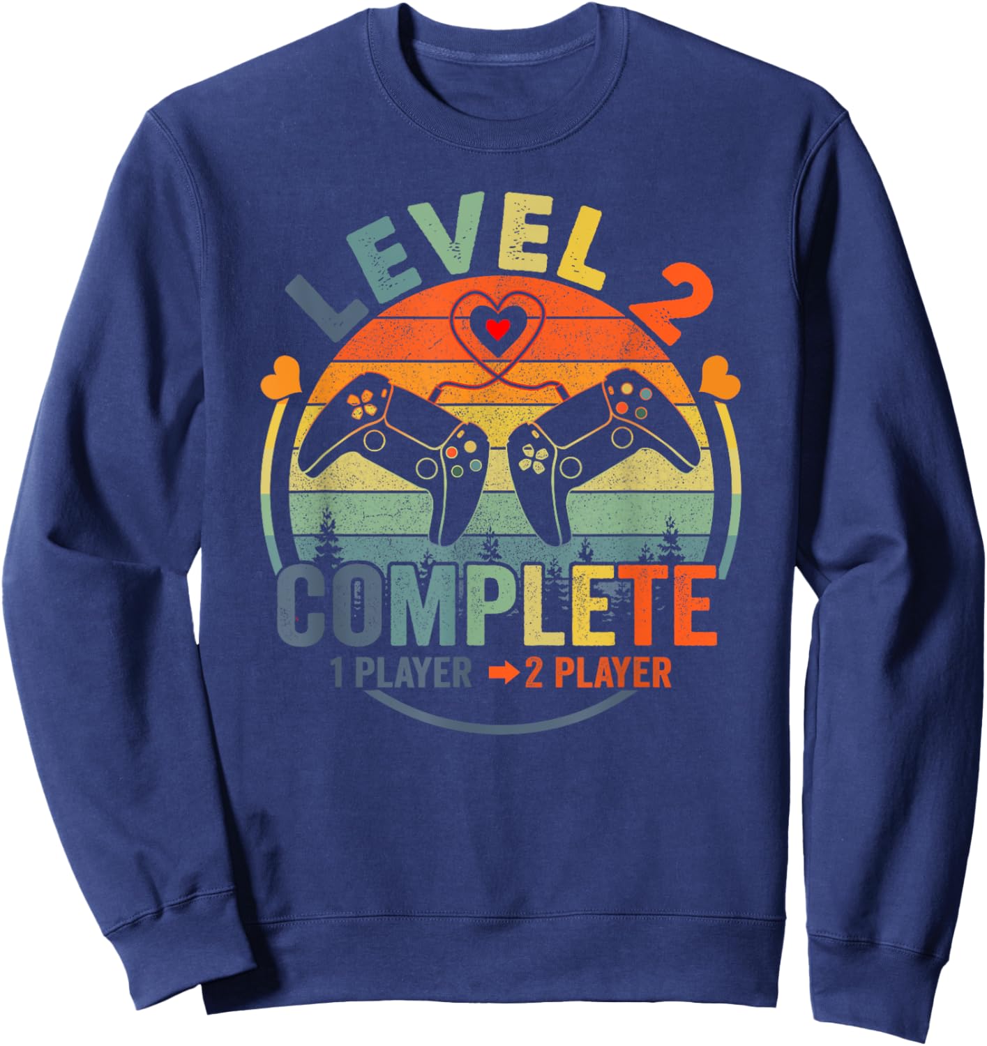 Gamer 2nd Wedding Anniversary Level 2 Complete Anniversary Sweatshirt - Sweatshirt | Navy