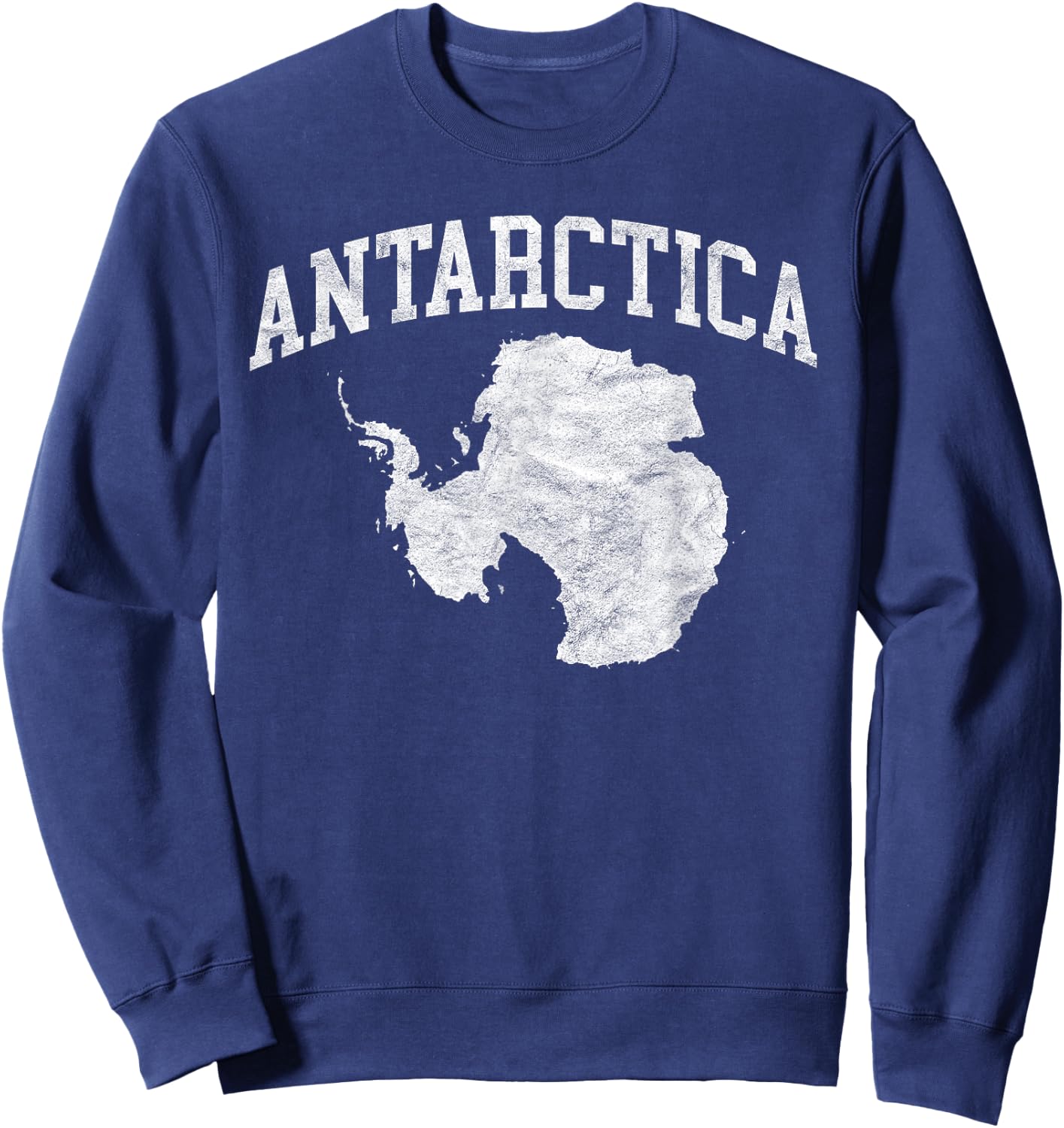 Antarctic Map Minimalist Distressed Vintage 80s Sweatshirt - Sweatshirt | Navy