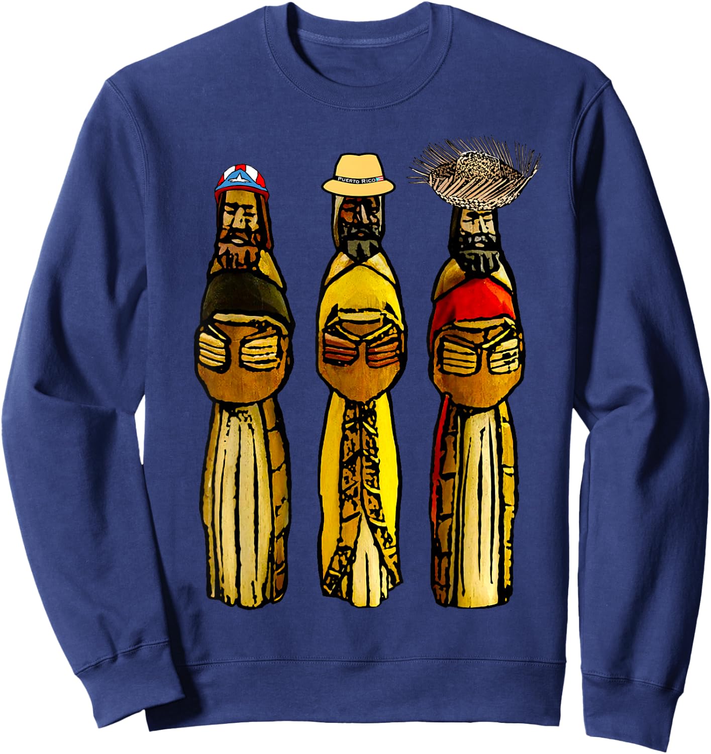 Three Boricua Kings Puerto Rican Wise Men Sweatshirt - Sweatshirt | Navy