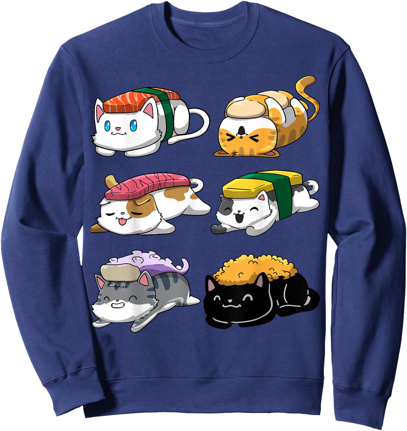 Sushi Cats Sushi Lover Cat Lover Kawaii Anime Neko Sweatshirt - Sweatshirt | Navy