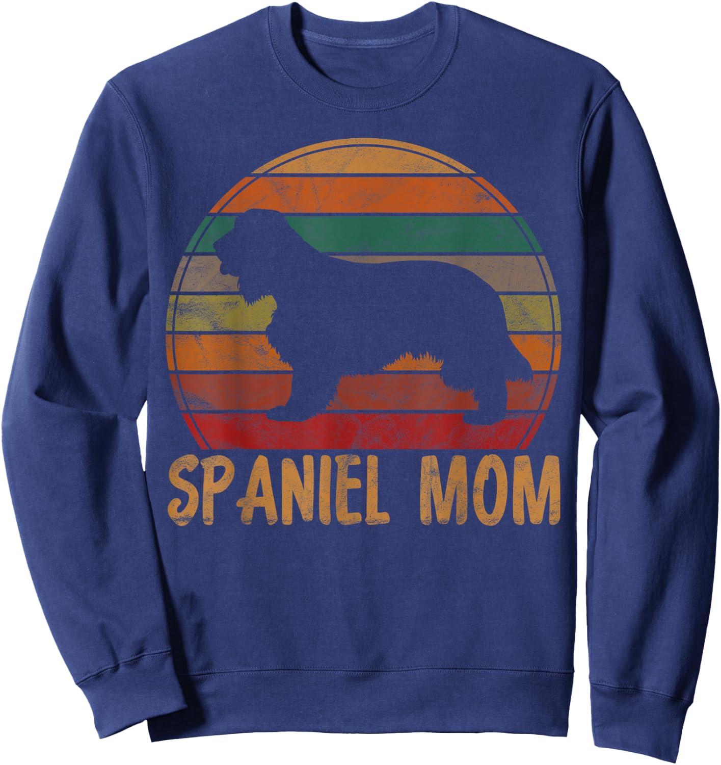 Retro Spaniel Mom Gift Dog Mother Pet English Cocker Mama Sweatshirt - Sweatshirt | Navy