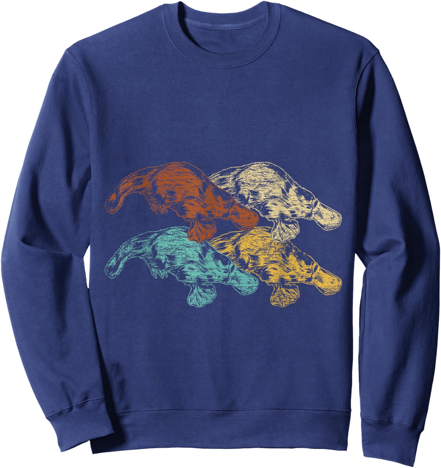 Retro Australian Animals Platypus Sweatshirt - Sweatshirt | Navy