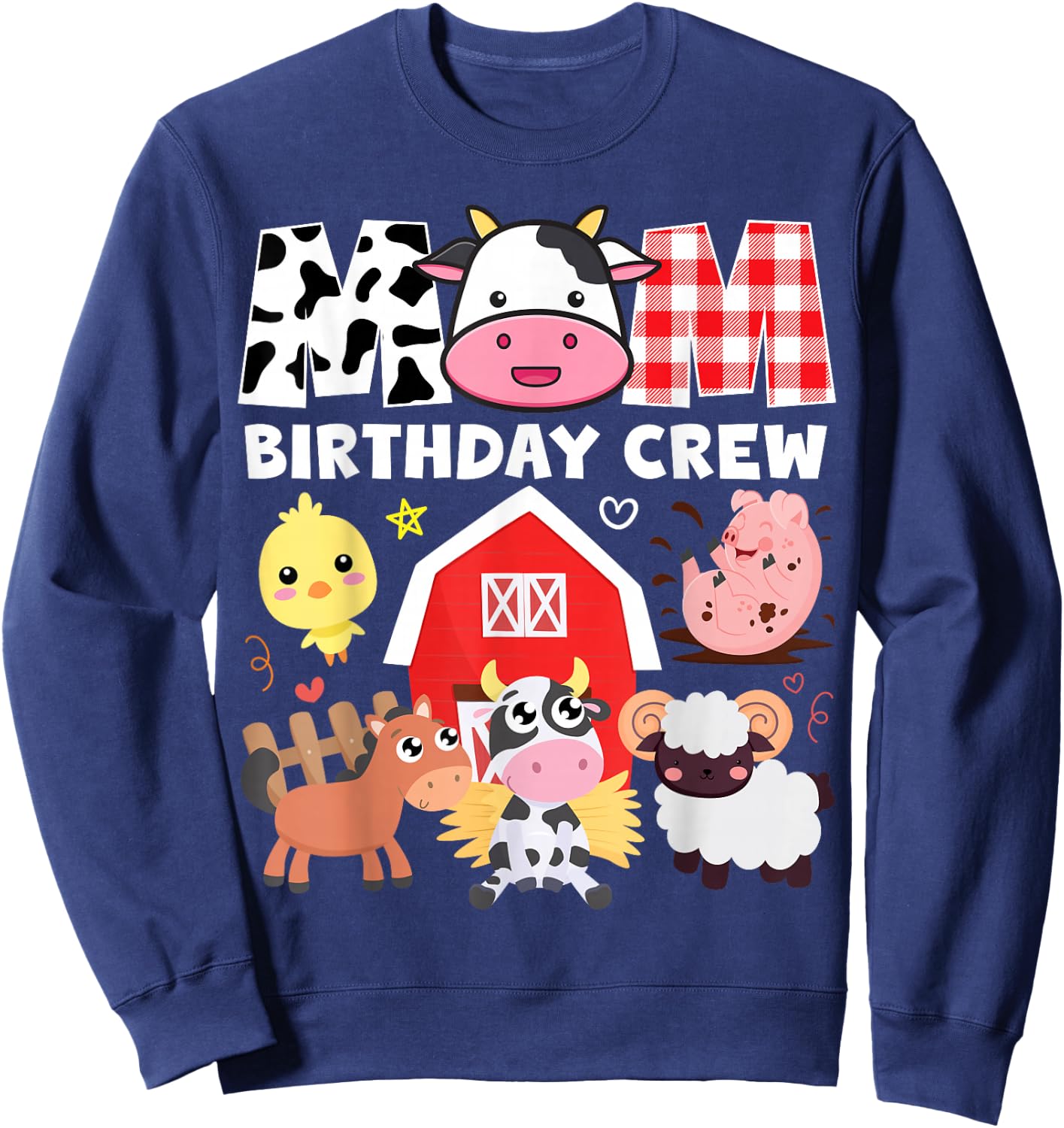 Cow Mom Birthday Crew Farm Theme Animals Kids Birthday Party Sweatshirt - Sweatshirt | Navy