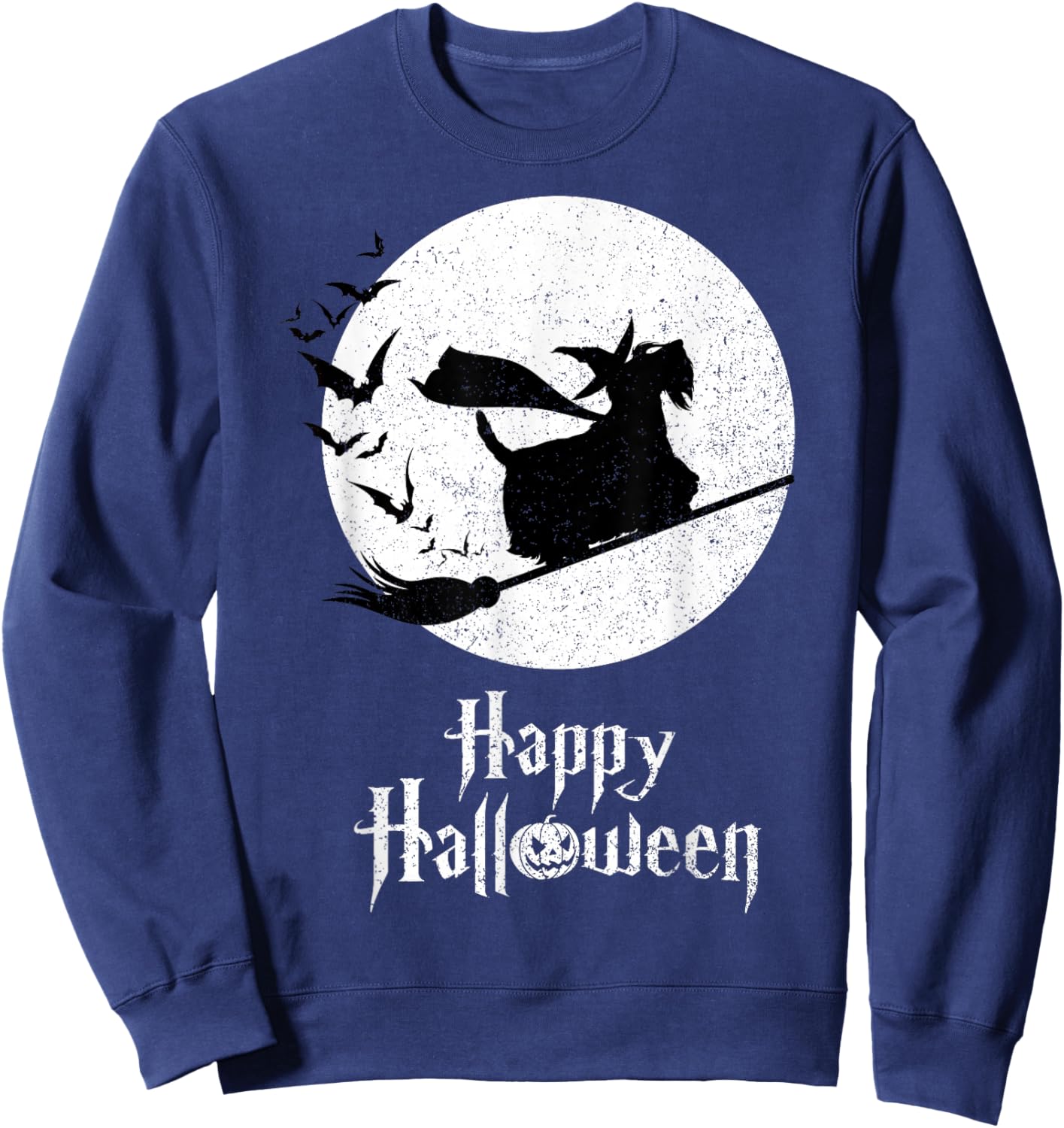 Funny Halloween Costume Witch SCOTTIE Dog Lover Gift Women Kids Sweatshirt - Sweatshirt | Navy