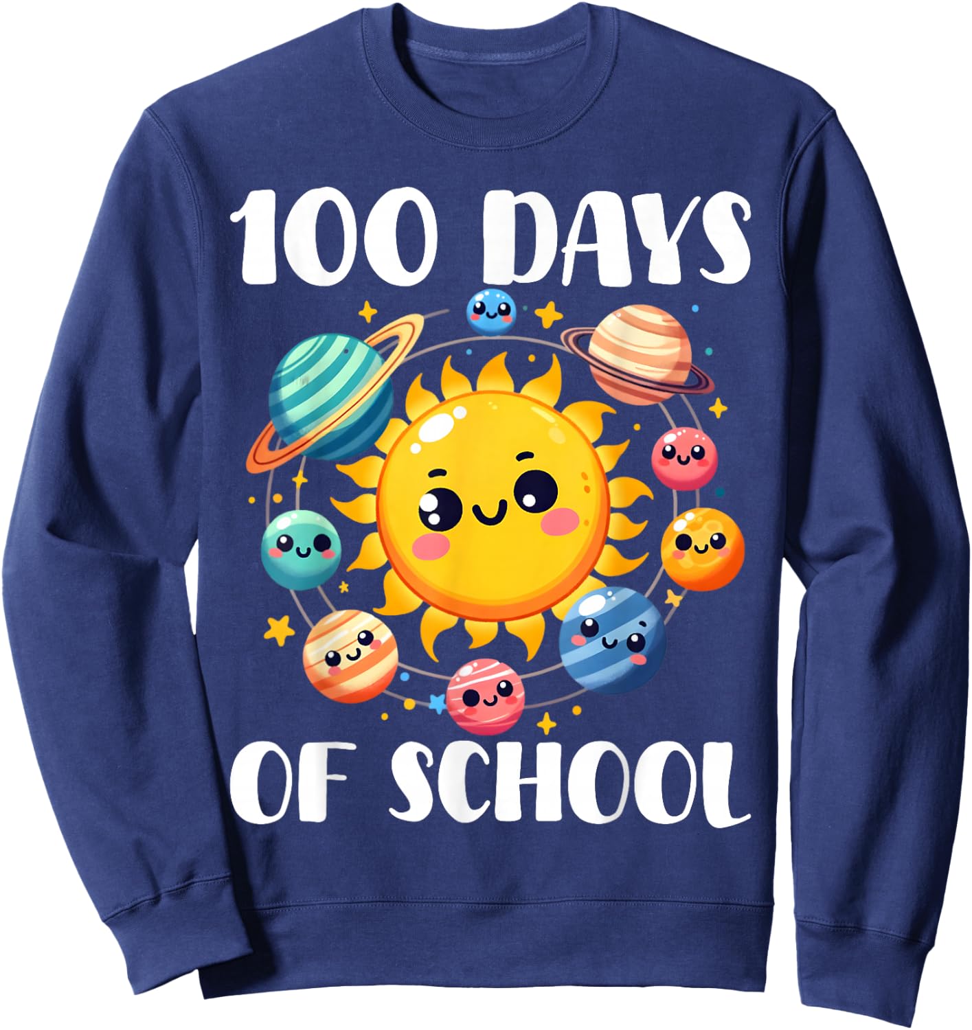 100 Days of School Astronaut Planet 100th Day of School Boys Sweatshirt - Sweatshirt | Navy