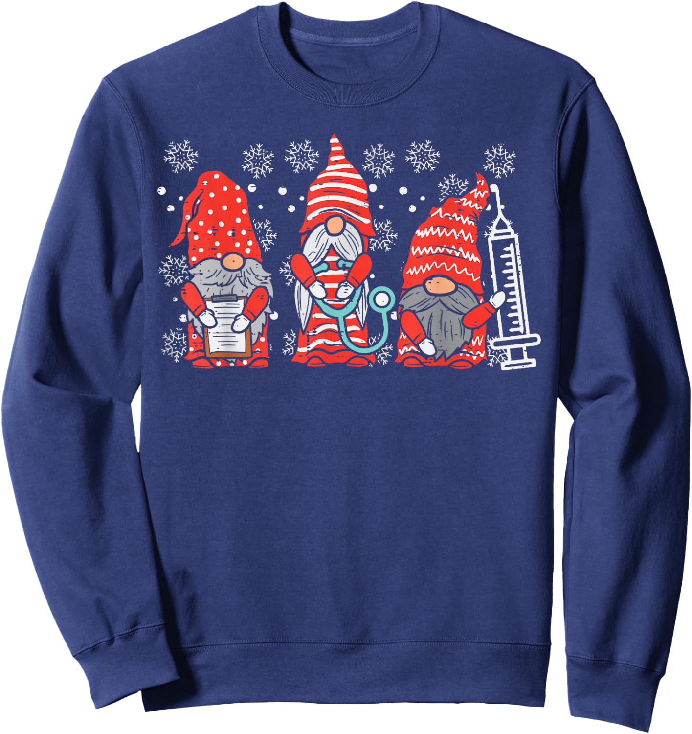 Nurse Christmas Gnomes Cute Xmas Scrub Top for Nurses Women Sweatshirt - Sweatshirt | Navy