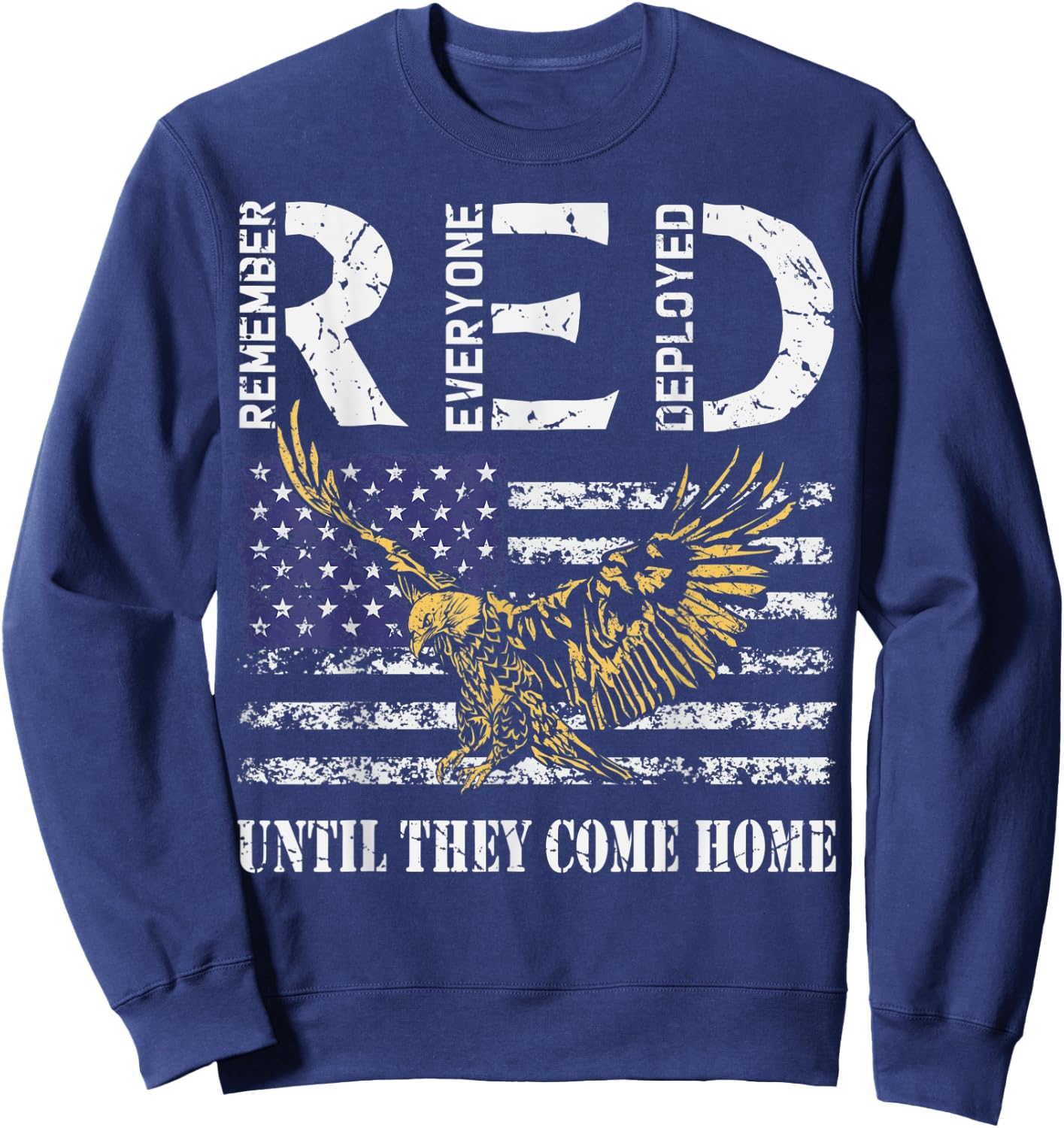 On Friday We Wear Red Retro American Flag Eagle RED Friday Sweatshirt - Sweatshirt | Navy