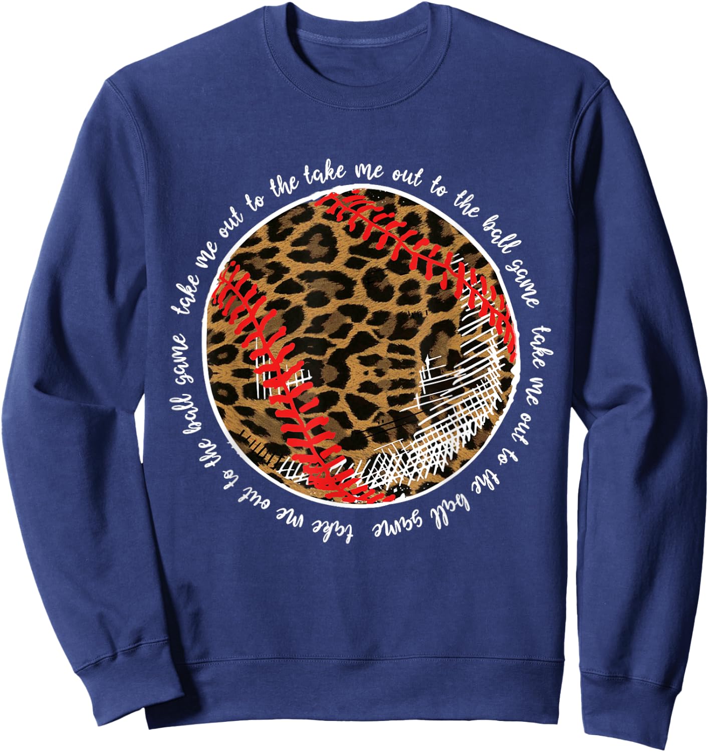 Take Me Out To The Ball Game Baseball Leopard Team Player Sweatshirt - Sweatshirt | Navy