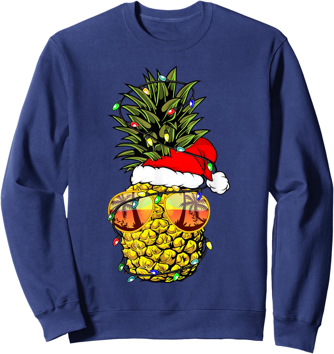 Pineapple Christmas Tree or Christmas in July Pineapple Sweatshirt - Sweatshirt | Navy