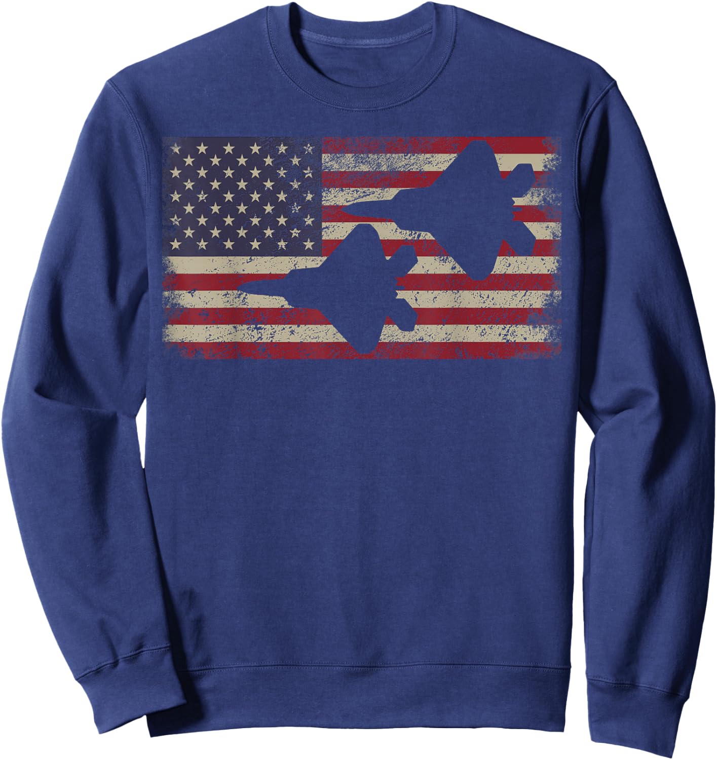 F22 Raptor Stealth Fighter Plane Patriotic USA Flag Women Kids Men Sweatshirt - Sweatshirt | Navy