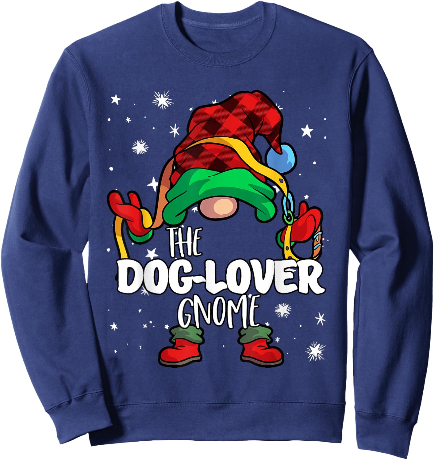 Dog Lover Gnome Red Buffalo Plaid Matching Family Christmas Sweatshirt - Sweatshirt | Navy