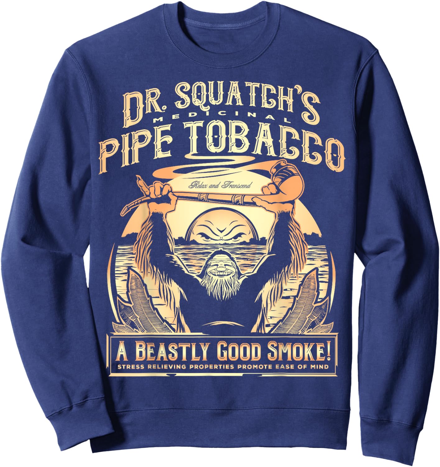 Big Foot Dr. Squatch's Medicinal Pipe Tobacco Sweatshirt - Sweatshirt | Navy