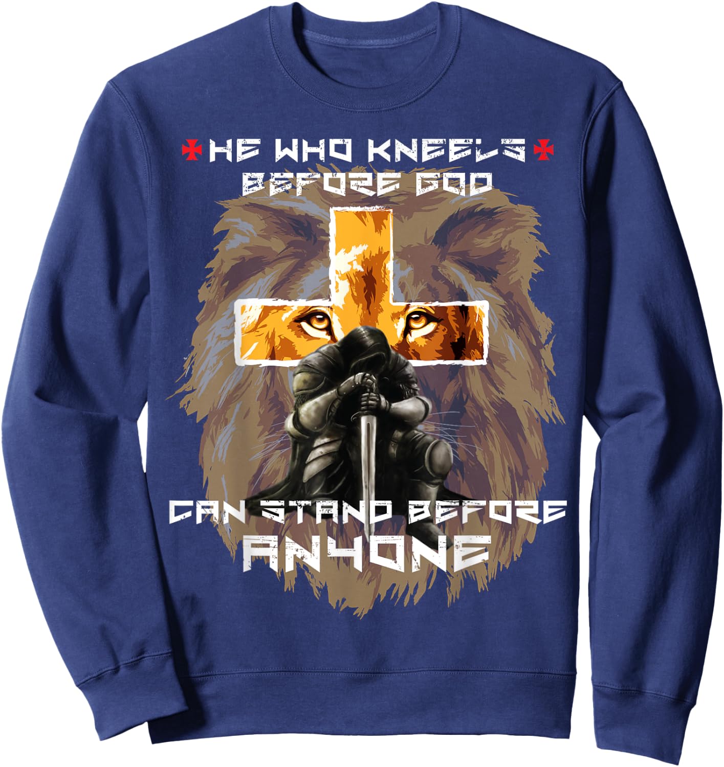 Easter Boys Kids Religious Clothing Men Lion Christian Cross Sweatshirt - Sweatshirt | Navy