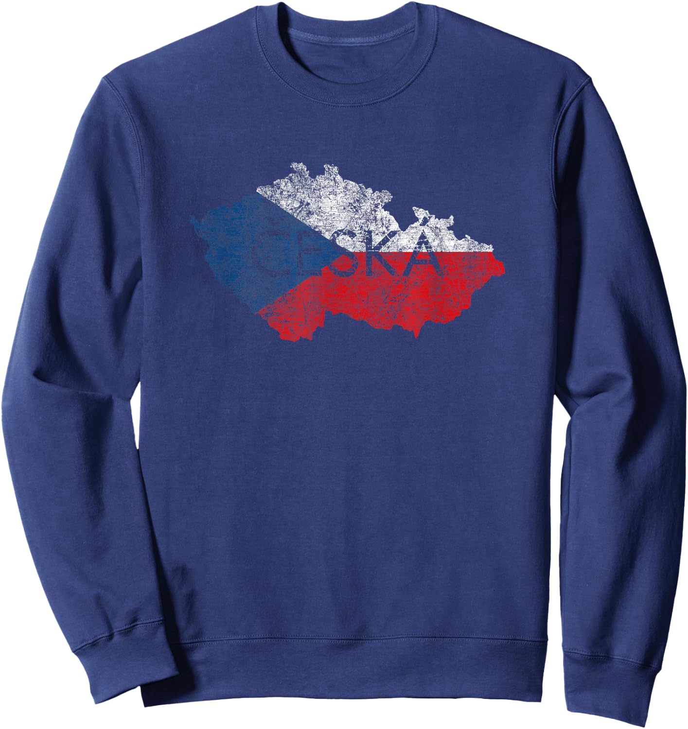Czech Republic Map and Flag Souvenir - Distressed Ceska Sweatshirt - Sweatshirt | Navy