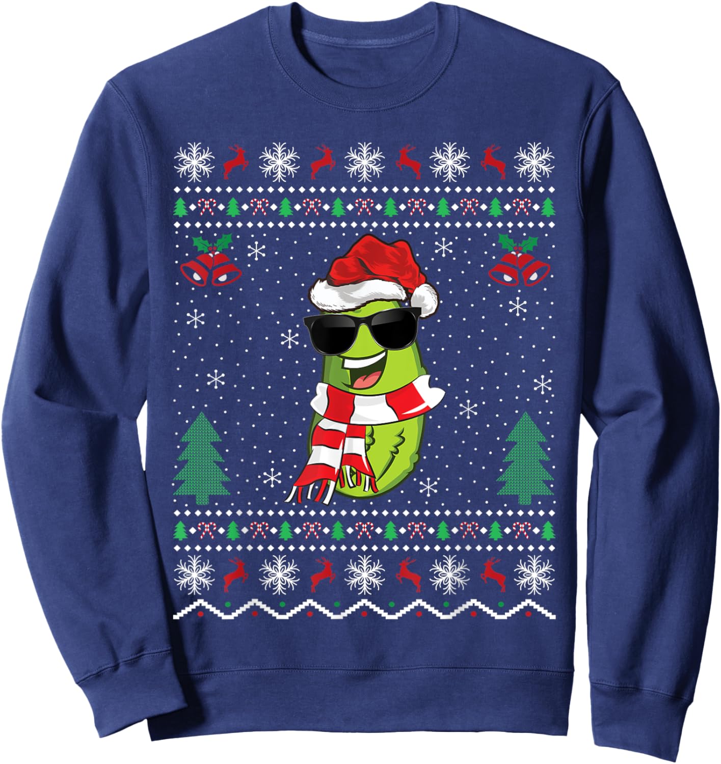 Funny Santa Pickle Xmas Gift Ugly Pickle Christmas Sweatshirt - Sweatshirt | Navy