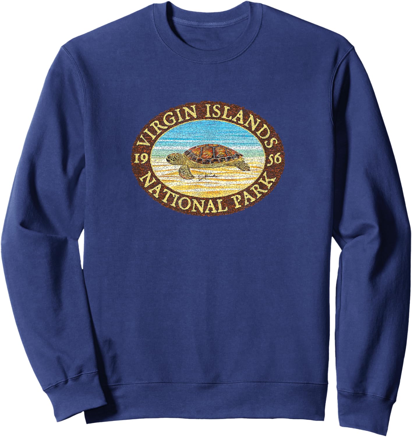 JCombs: Virgin Islands National Park, Sea Turtle on Beach Sweatshirt - Sweatshirt | Navy