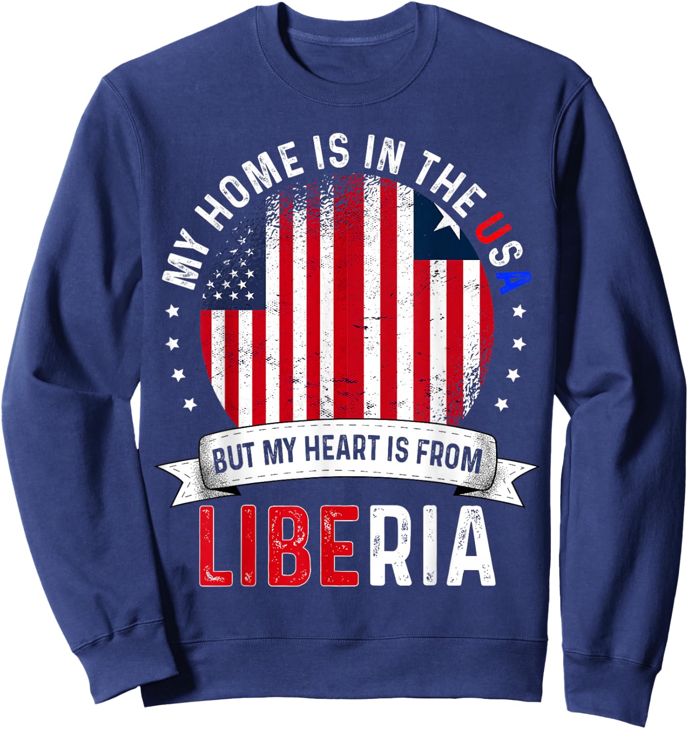 Liberian American Patriot Heart is from Liberia Flag Sweatshirt - Sweatshirt | Navy