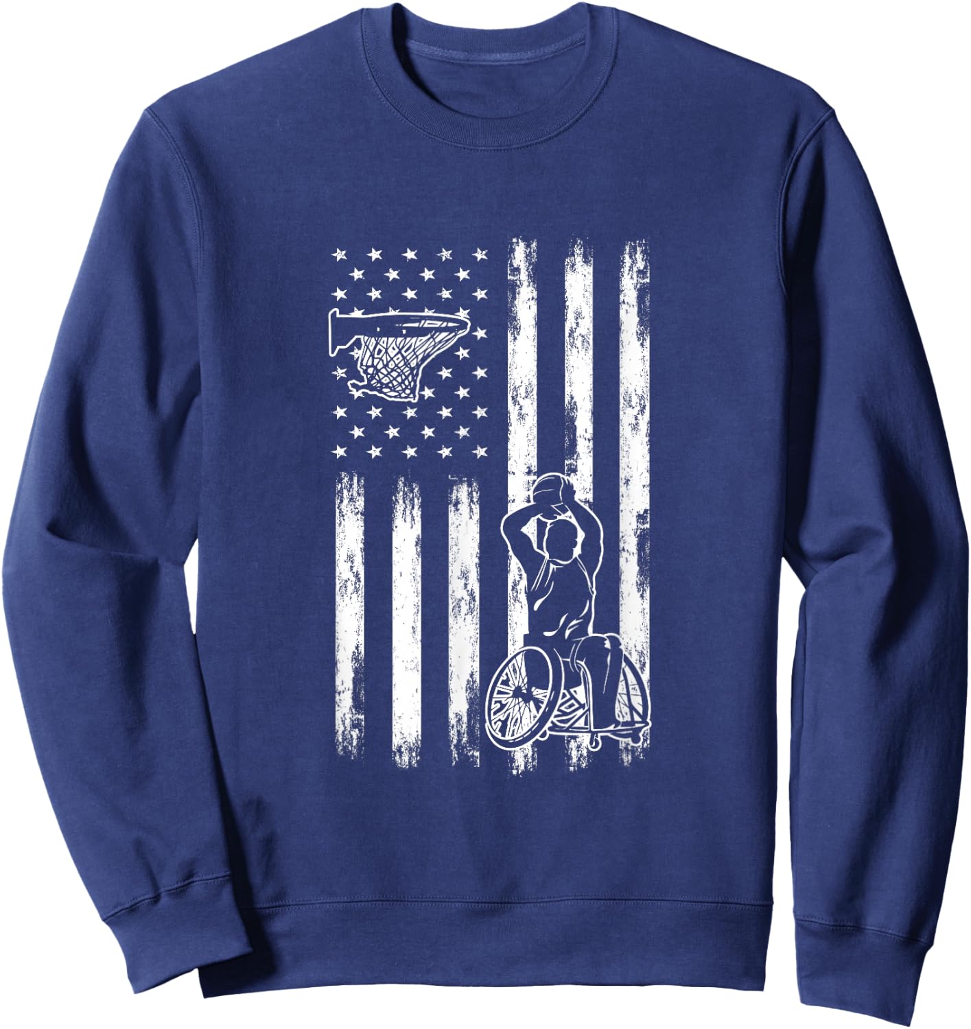 Wheelchair Basketball Player | USA Flag Sweatshirt - Sweatshirt | Navy