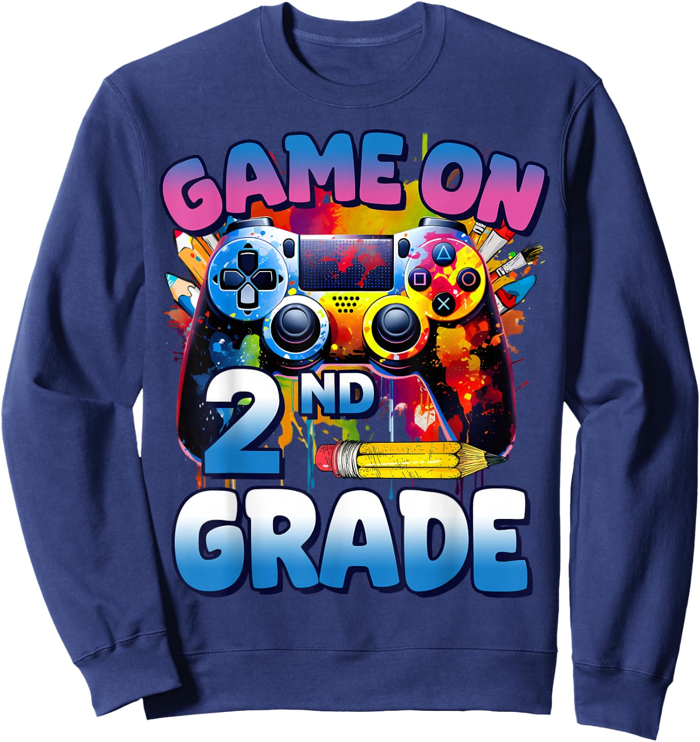Game On 2nd Grade First Day Gamer Shirt Boys Sweatshirt - Sweatshirt | Navy
