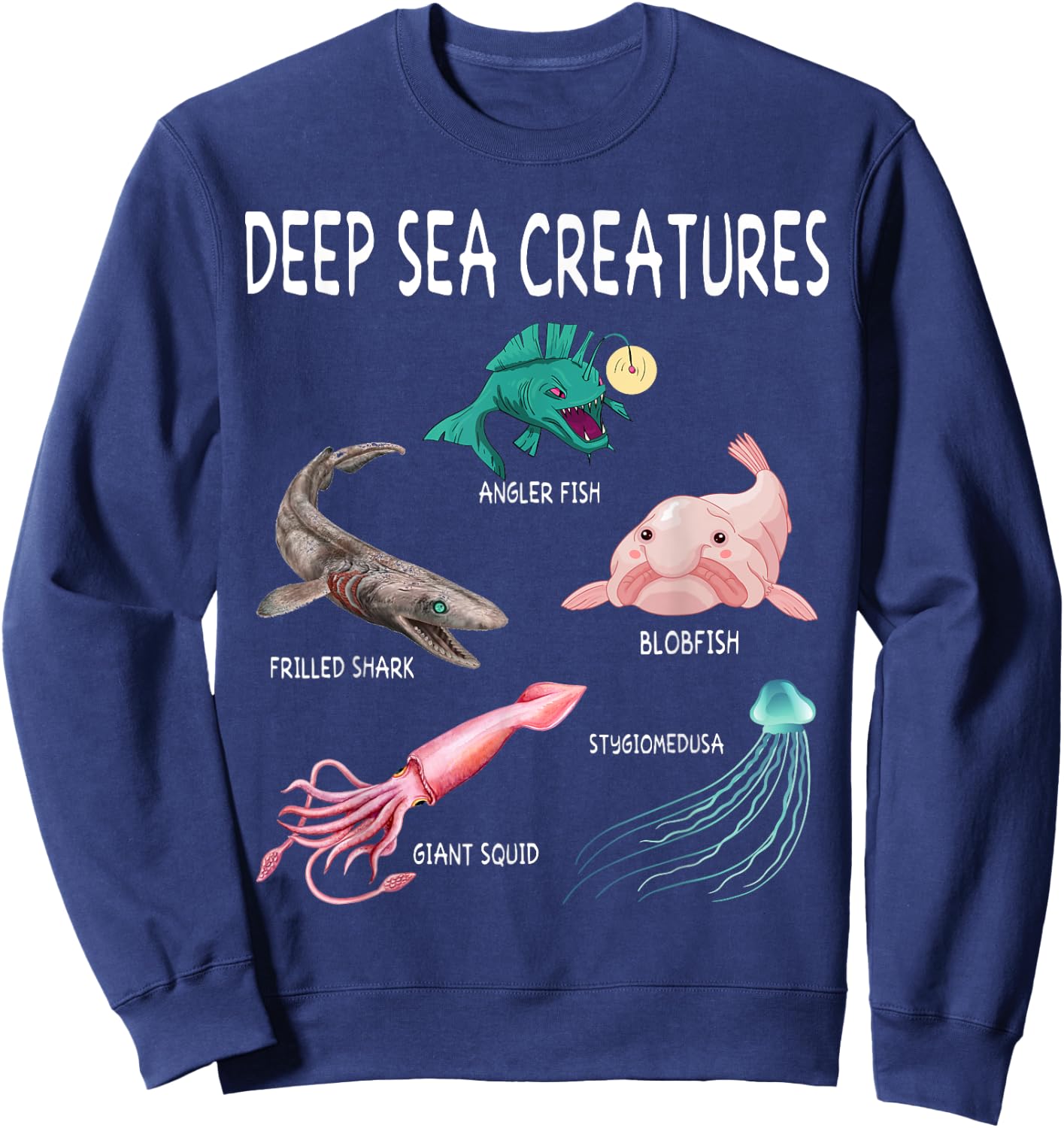 Deep Sea Creatures Educational Future Marine Biologist Sweatshirt - Sweatshirt | Navy