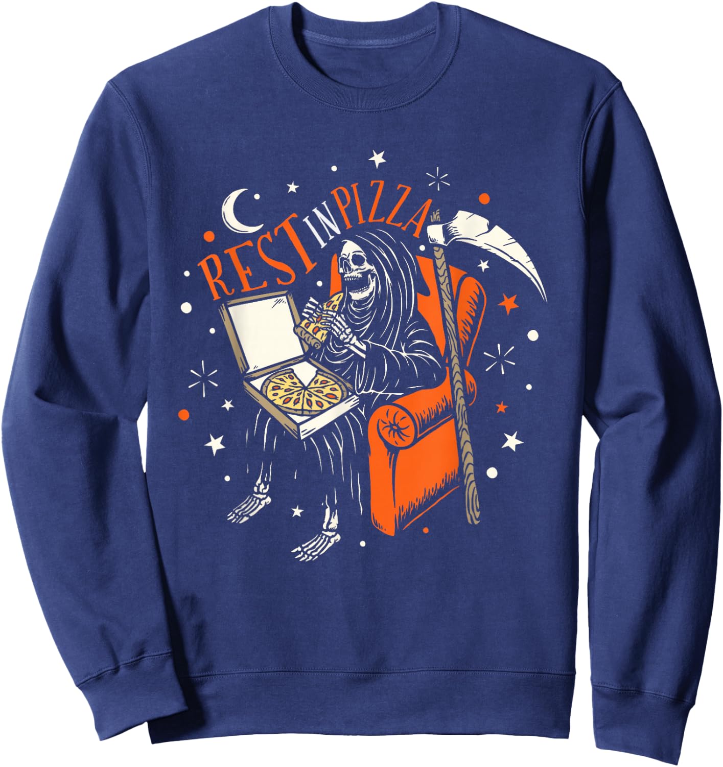Funny Rest In Pizza Skull Skeleton Halloween Sweatshirt - Sweatshirt | Navy