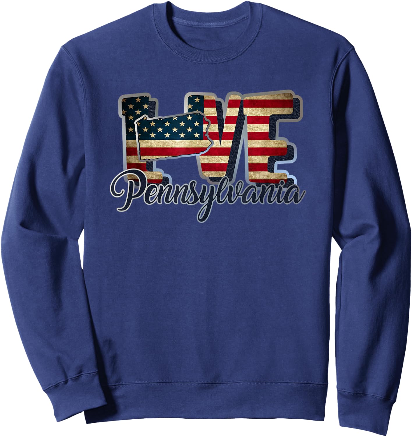 Funny Love Pennsylvania American Flag Patriotic Kids Men Sweatshirt - Sweatshirt | Navy