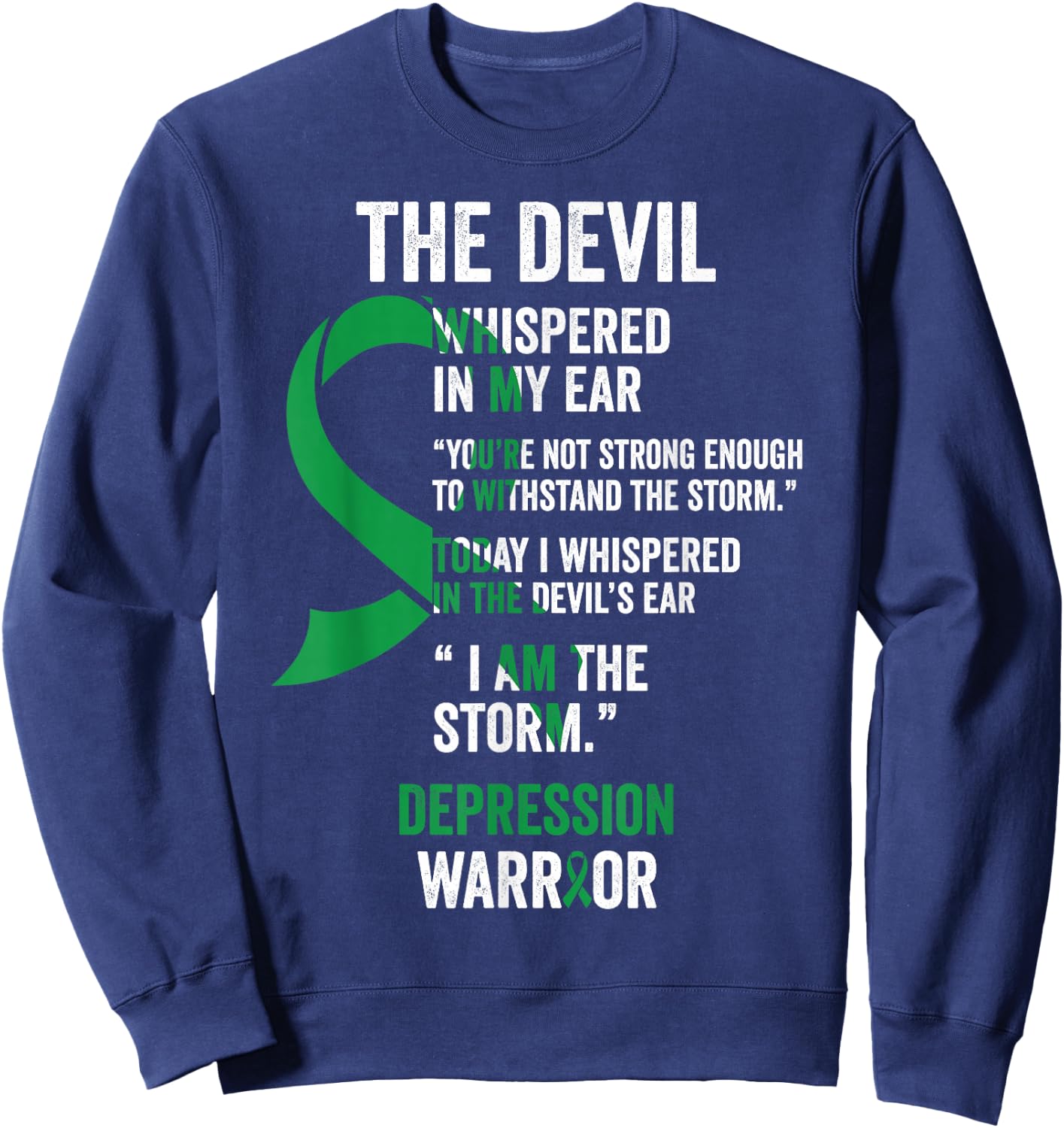 The Devil- Depression Awareness Support Ribbon Sweatshirt - Sweatshirt | Navy