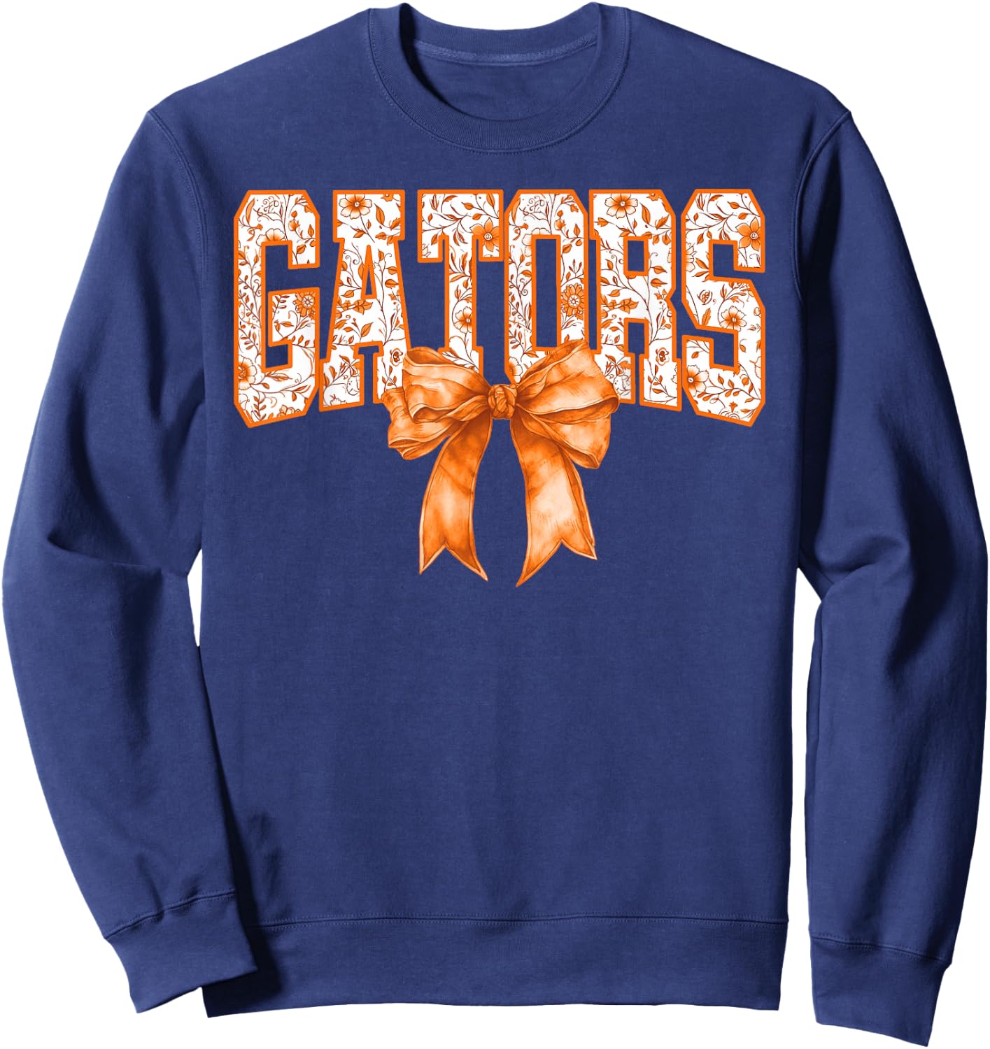 Gator Floral High School Sports Fan Team Spirit Mascot Sweatshirt - Sweatshirt | Navy