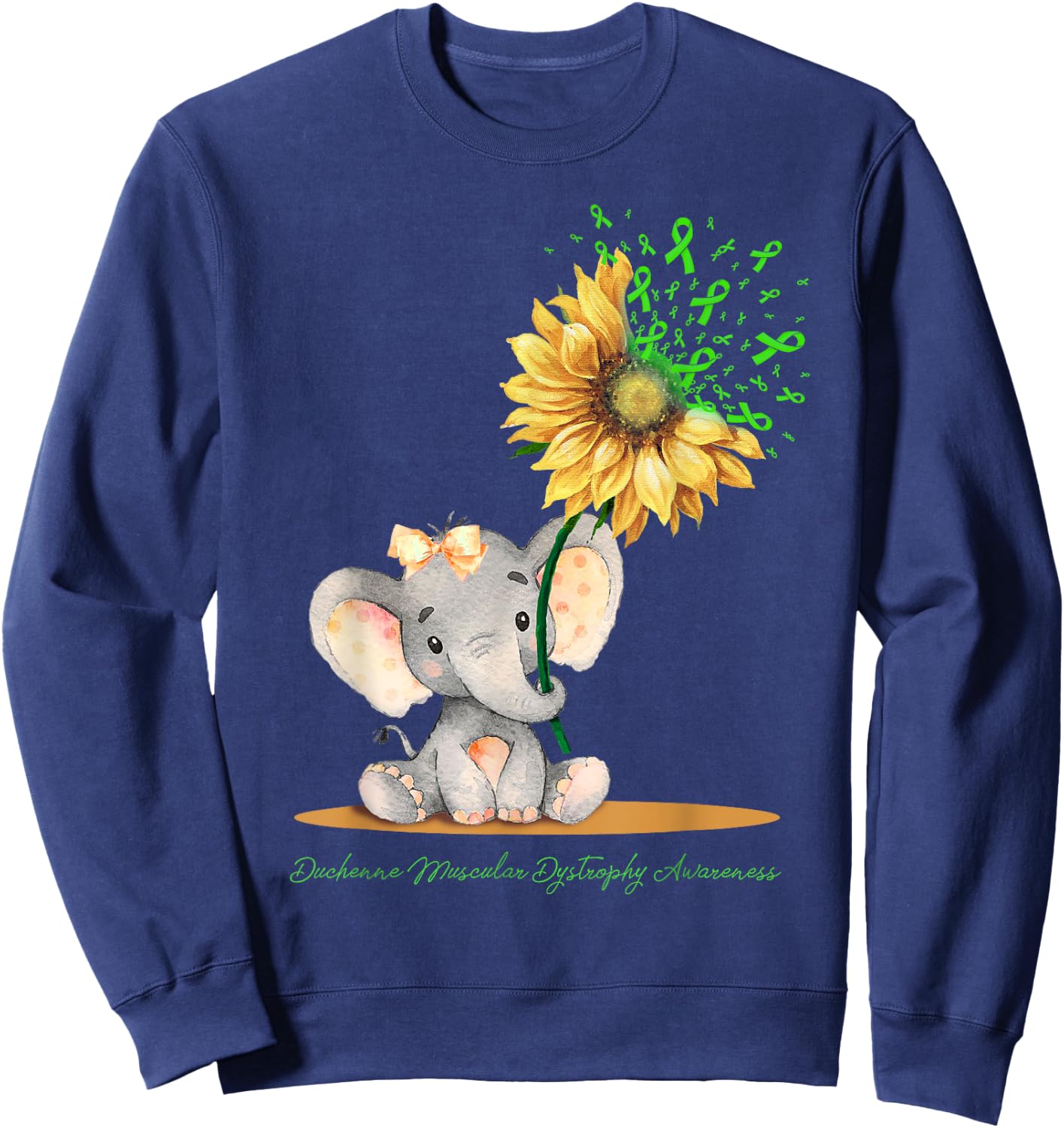 DUCHENNE MUSCULAR DYSTROPHY AWARENESS Cute Elephant Sweatshirt - Sweatshirt | Navy