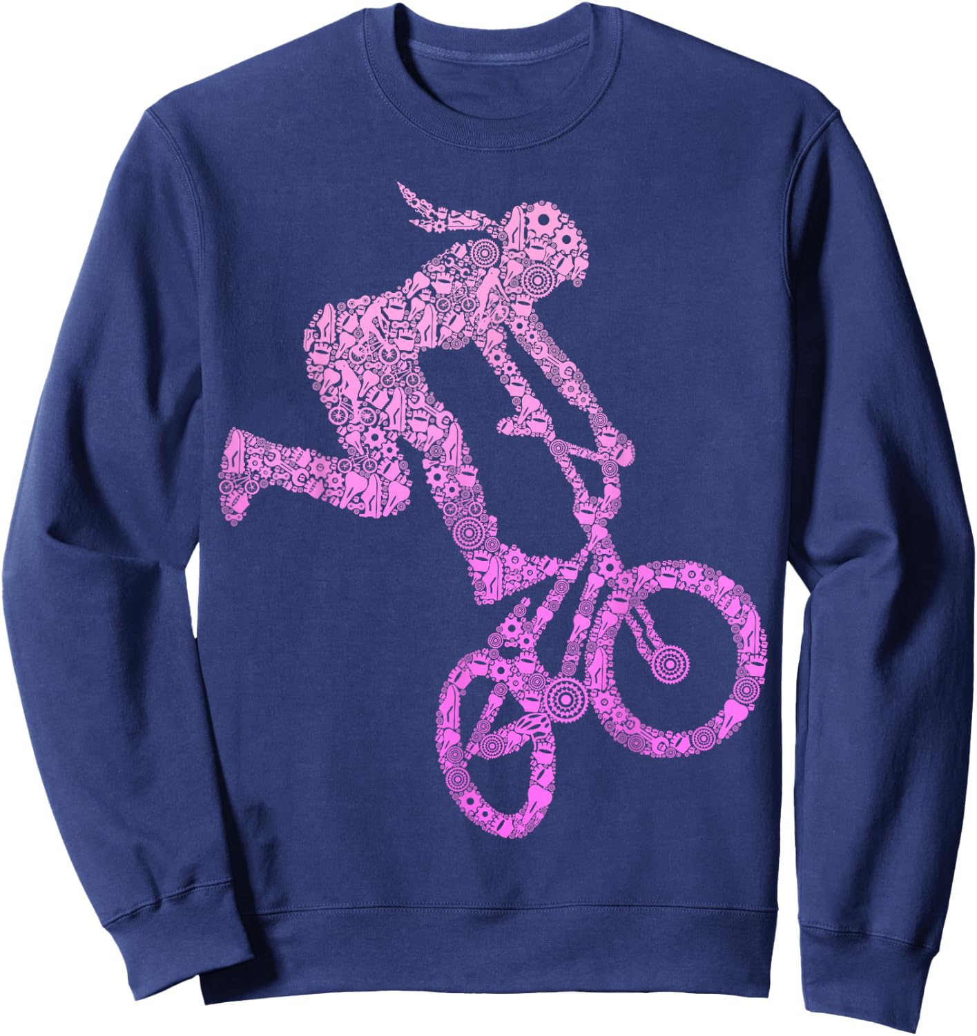 BMX Rider Girl Bike Bicycle Stunt Racing Kids Girls Sweatshirt - Sweatshirt | Navy