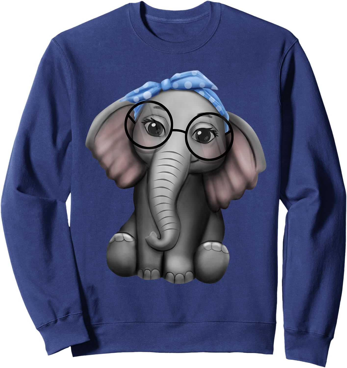 Elephant Nerd Glasses Headband Clothes Gift Elephant Sweatshirt - Sweatshirt | Navy