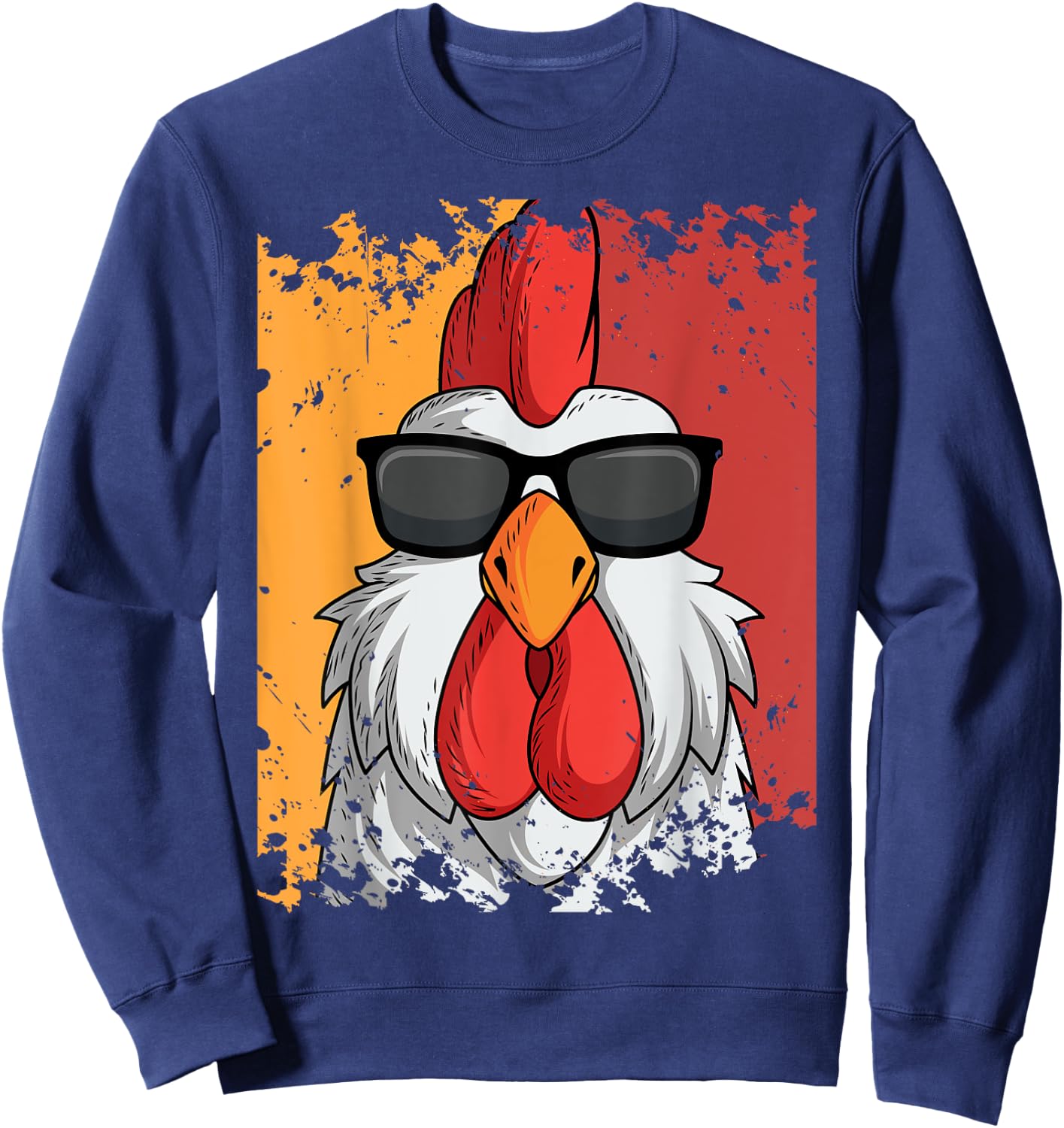 Rooster Retro Vintage Sunglasses Chicken Farm Poultry Lover Sweatshirt - Sweatshirt | Navy