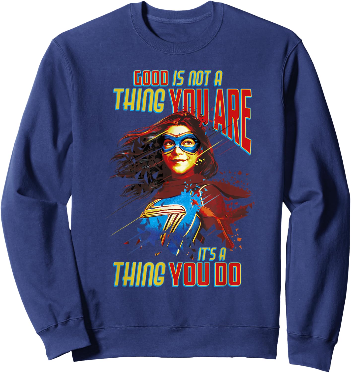 Marvel Ms. Marvel Good Is Not A Thing You Are Quote Sweatshirt - Sweatshirt | Navy
