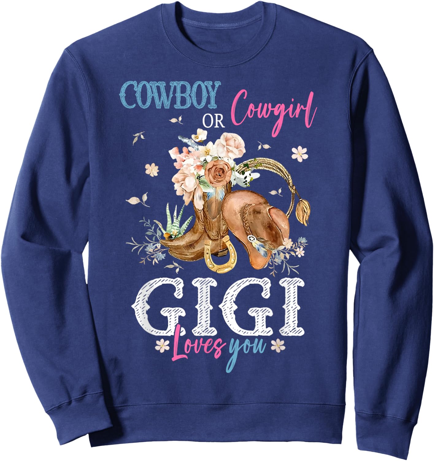 Cowboy or Cowgirl Gender Reveal Party Announcement Gigi Sweatshirt - Sweatshirt | Navy