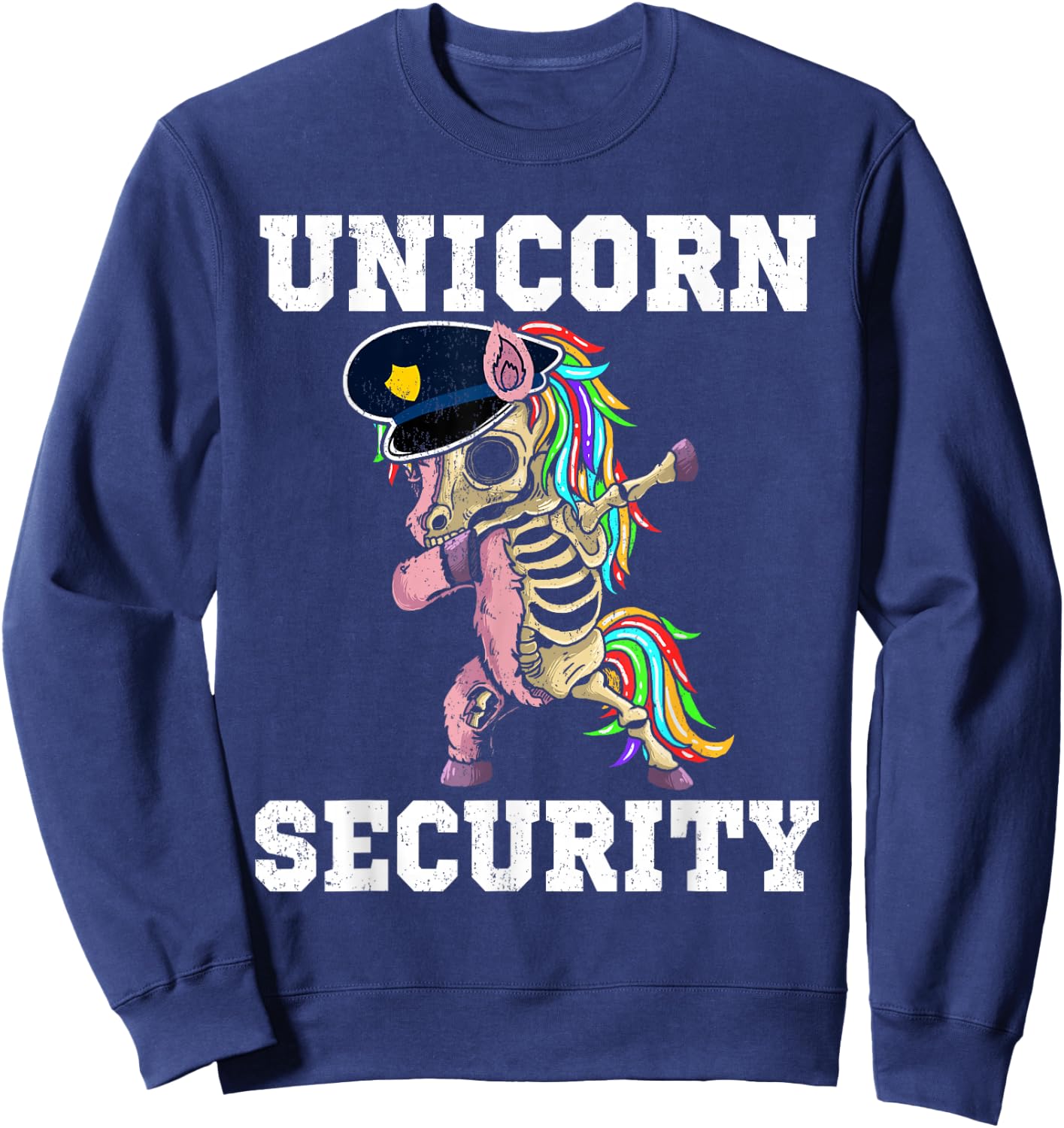 Unicorn Security Funny Unicorn Skeleton Dabbing Family Group Sweatshirt - Sweatshirt | Navy