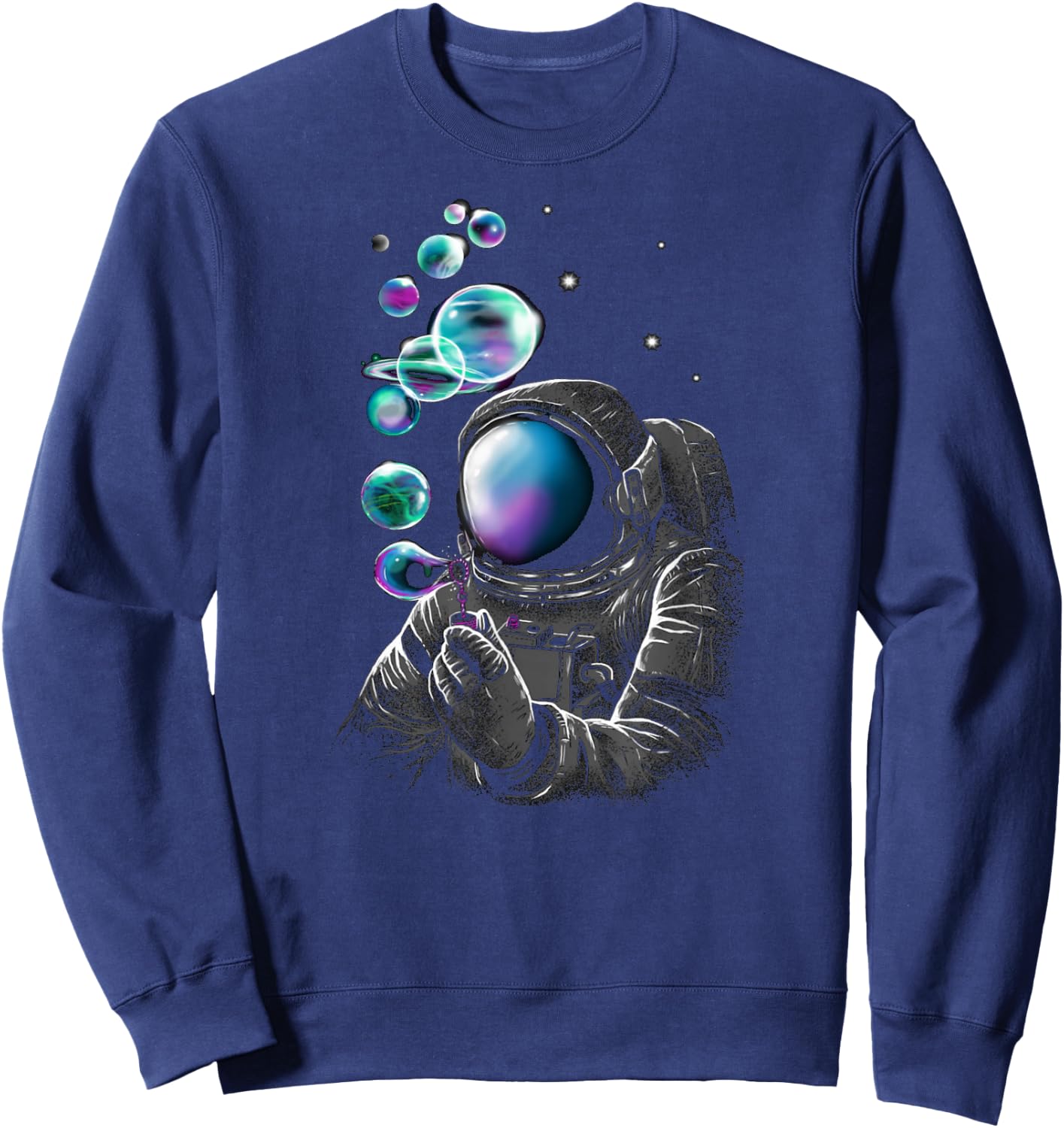 Funny Astronaut Blowing Bubbles In Space Sweatshirt - Sweatshirt | Navy