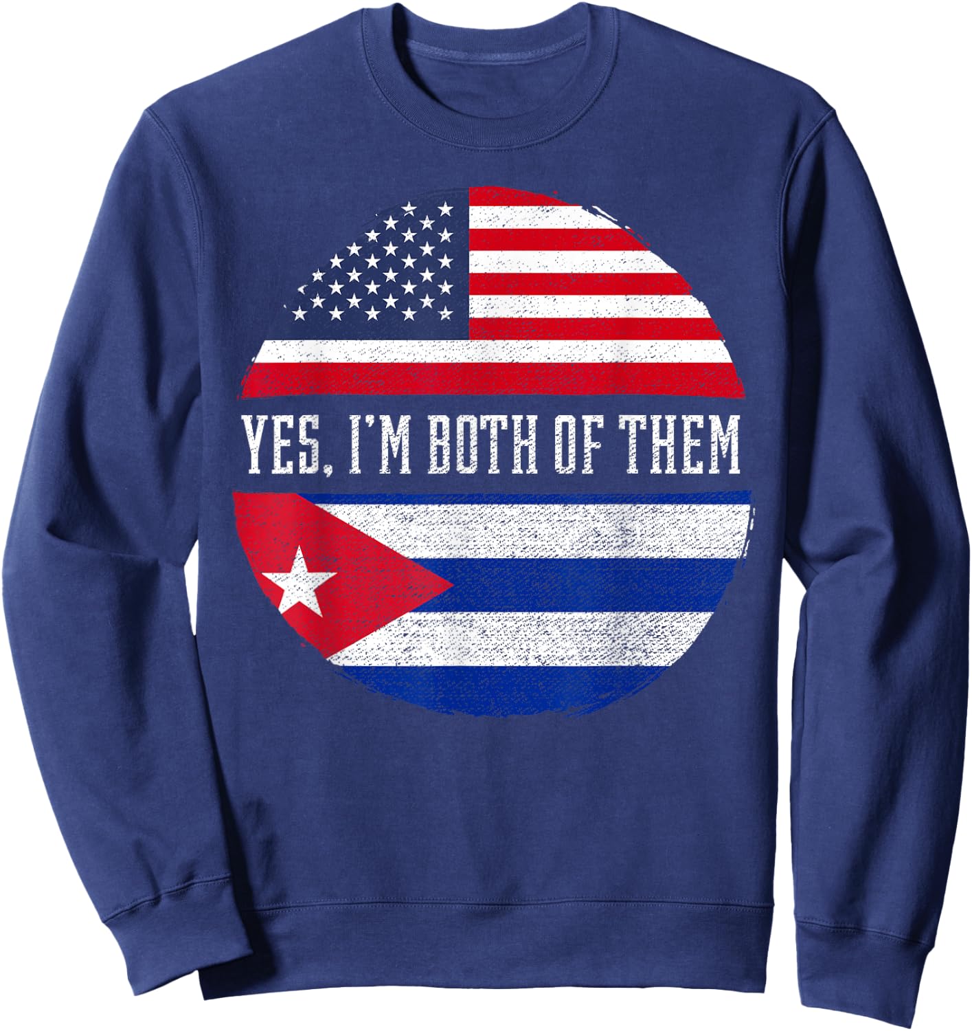 Half American Half Cuban USA Flag Cuba Heritage DNA Sweatshirt - Sweatshirt | Navy