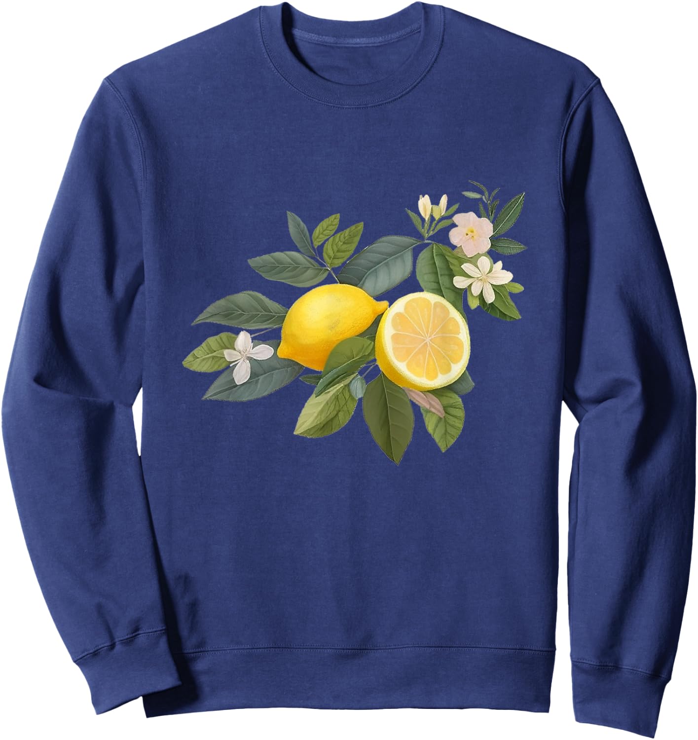 Cute Lemon Botanical Gardening Summertime Vintage-Style Sweatshirt - Sweatshirt | Navy