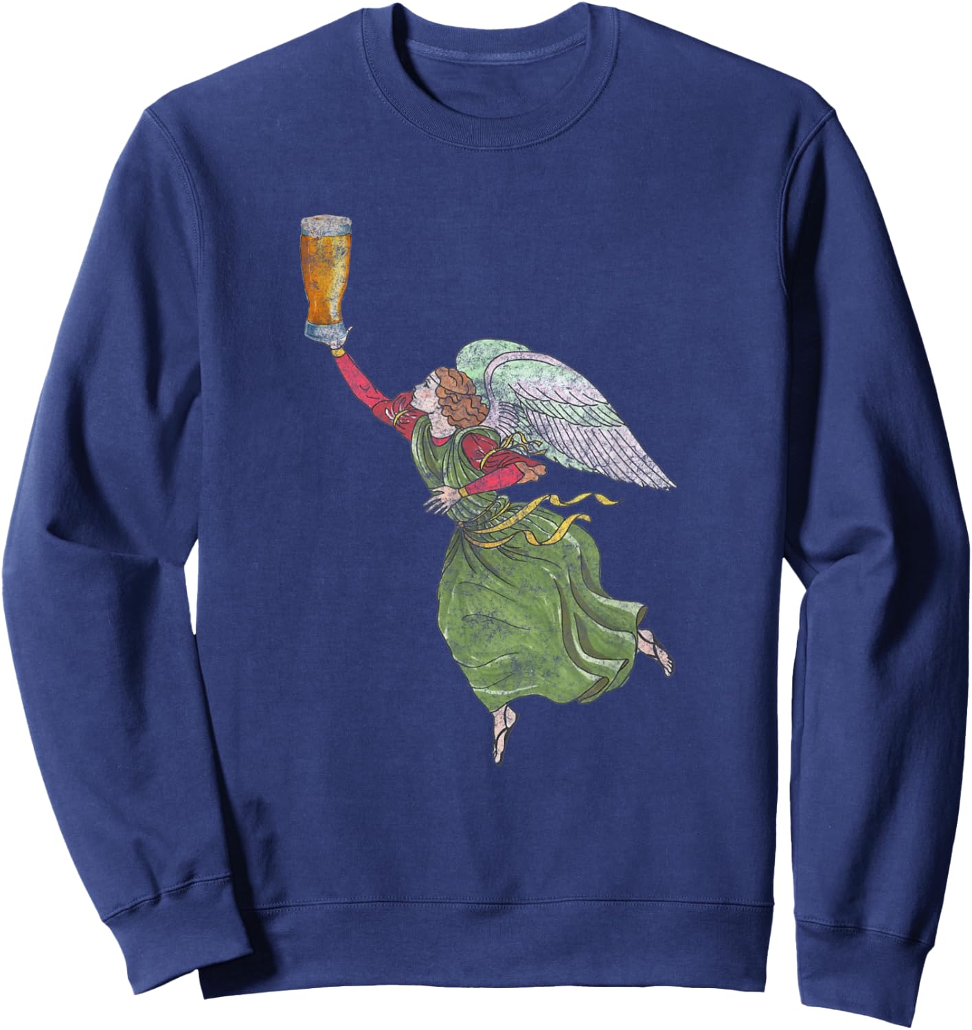 Vintage Angel Holding Beer Sweatshirt - Sweatshirt | Navy