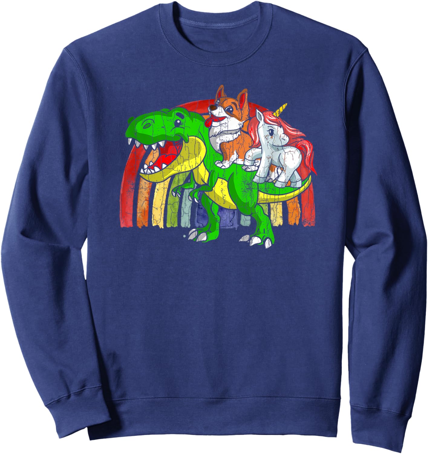 Australian Cattle Dog Unicorn Dinosaur Rex Sweatshirt - Sweatshirt | Navy